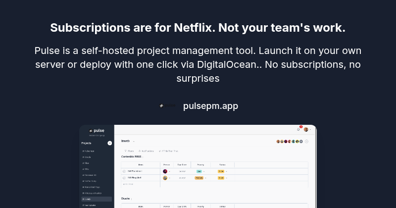 Home - Pulse - Self-hosted Project Manager Software.